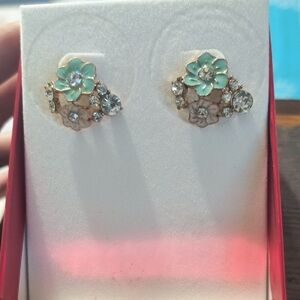 Floral Crystal Stud Earrings